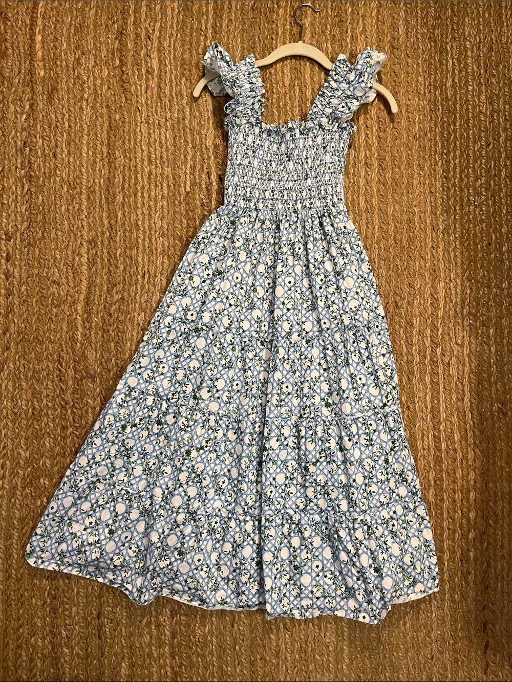 Hill House Blue and White Floral Smocked Nap Dress